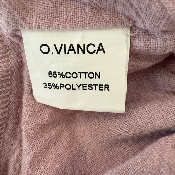 O.Vianca Short Sleeve Tie Front Crop Top Purple Size Medium NWT - Picture 4 of 5